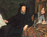 Portret van een theoloog met zijn secretaris