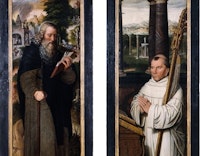 Twee luiken van een altaarstuk met de heilige Antonius en abt Antoine Wydoit