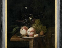 Stilleven met fruit en een wijnglas