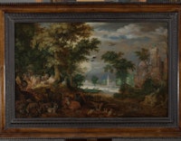 Wooded Landscape with Cows and Goats