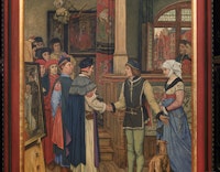 Magistrate besuchen das Atelier von Jan van Eyck